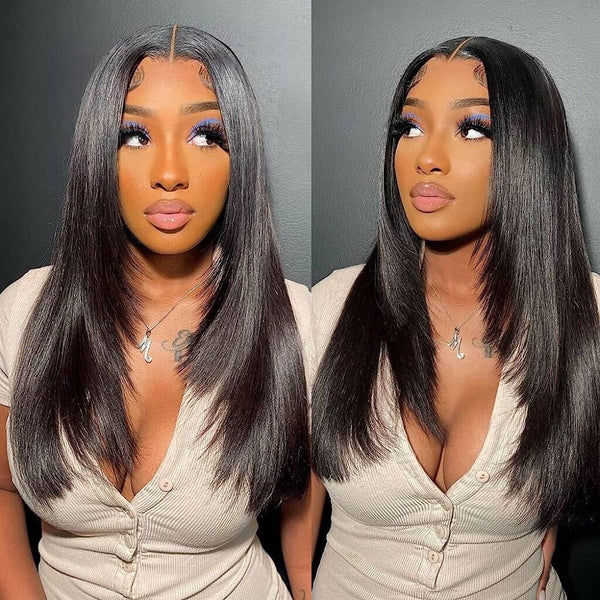 Upgraded!Clear Lace Clean Hairline Layered Silky/ Yaki Straight 13X6 Undetectable Skin Melt HD Lace Front Wig [HD15]