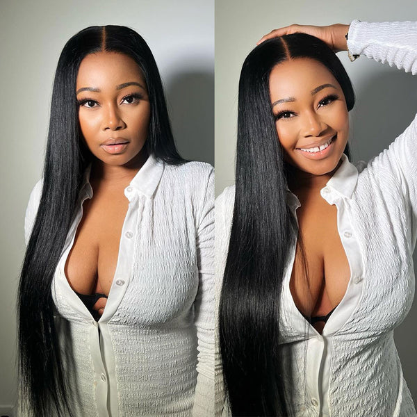 Wear & Go Silky Straight 7x5 HD Pre-cut Lace Pre-bleached Tiny Knots Glueless Lace Closure Wig  [PL05]