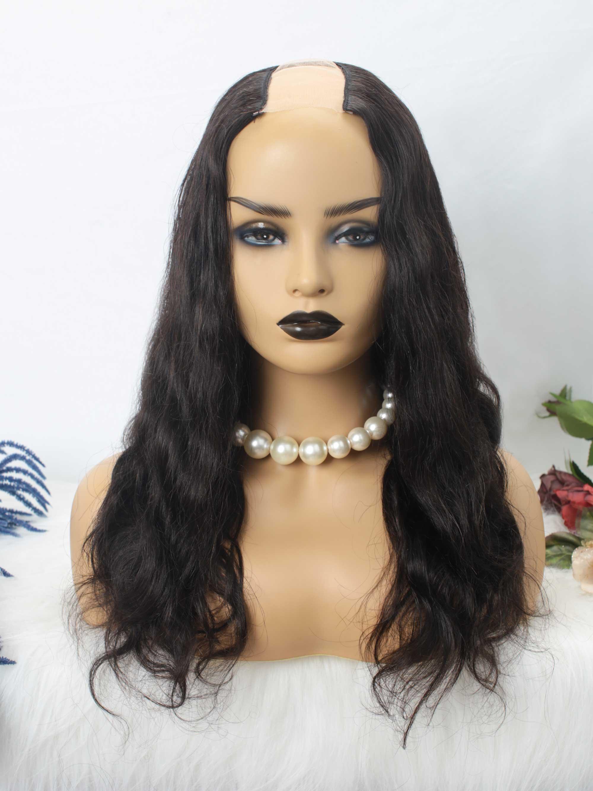 Body Wave Glueless U Part Wig Indian Virgin Human Hair [UP02 