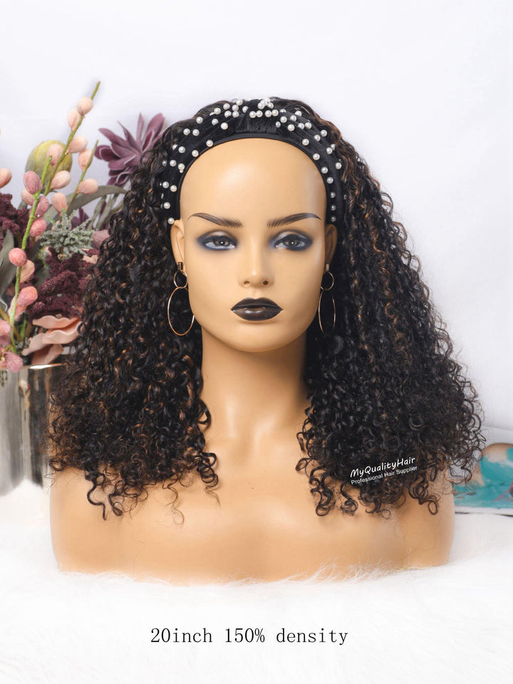 Dip #30 Gorgeous Long Curly Headband Wigs Human Virgin Hair [HW28] - myqualityhair