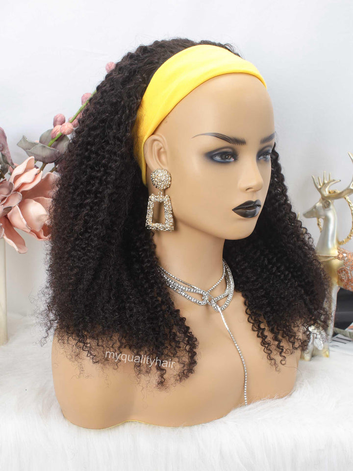 Kinky Curly(3C-4A) Beginner Friendly Headband Wig Virgin Human Hair Wigs [HW10] - myqualityhair