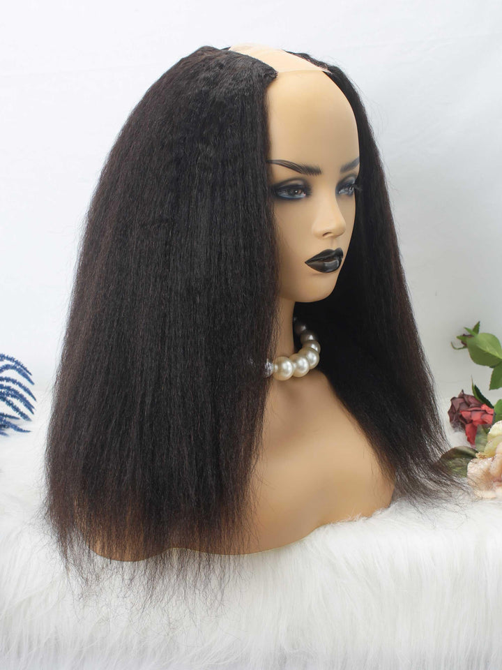 Kinky Straight Glueless U Part Wig Indian Virgin Human Hair [UP03] - myqualityhair
