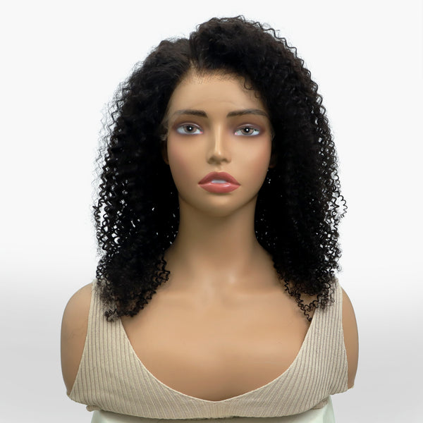 Wear & Go Kinky Curly 9x6 Swiss HD Pre-cut Lace Pre-bleached Tiny Knots Pre-plucked Natural Hairline Glueless Lace Wig  [SL02]
