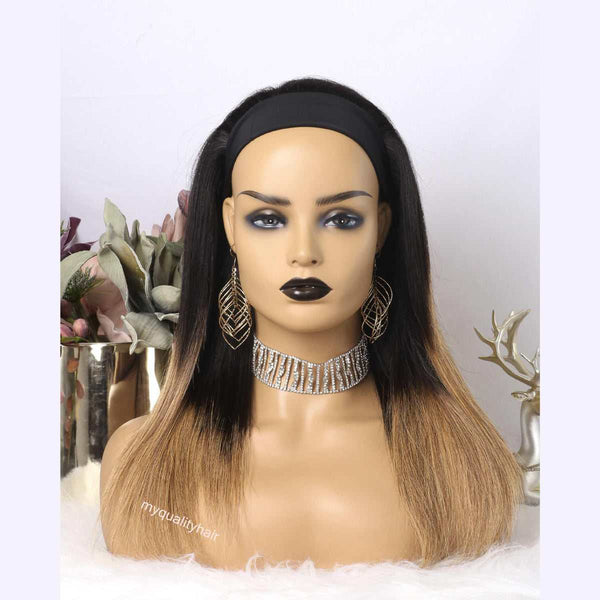 Ombre Straight #1B/27 Headband Wig Virgin Human Hair Wigs US Stock Special Sale
