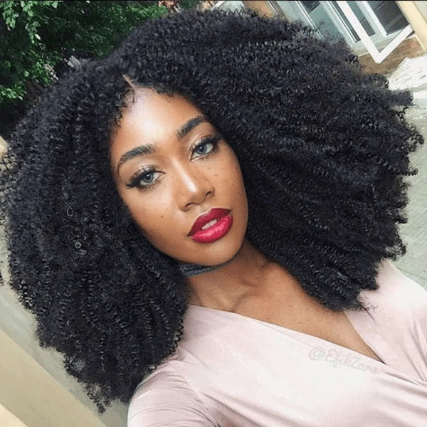 Afro Kinky Curly Full Lace Pre-plucked Hairline Human Hair Skin Melt Lace Wig