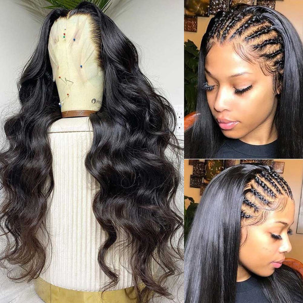 3D 13X6 Full Frontal HD Lace Clean Hairline Body Wave Human Hair Skin ...