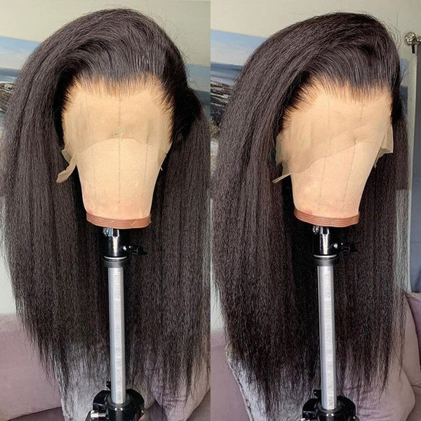 3D 13X6 Full Frontal HD Lace Clean Hairline Kinky Straight Human Hair Skin Melt Lace Wig