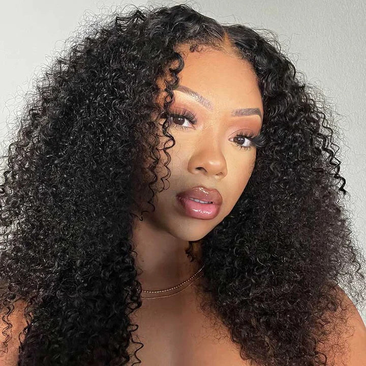 Kinky Curly Full Lace Pre-plucked Hairline Human Hair Skin Melt Lace Wig