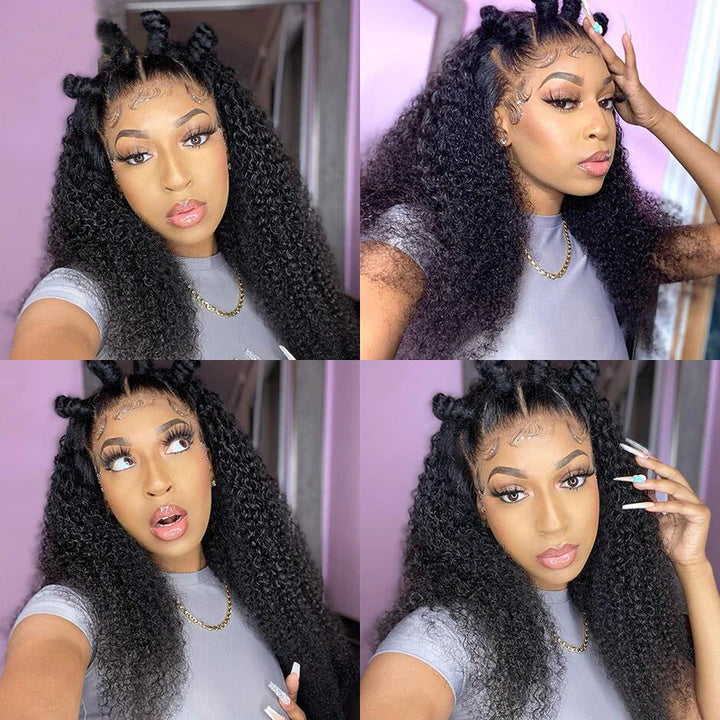 Kinky Curly Full Lace Pre-plucked Hairline Human Hair Skin Melt Lace Wig