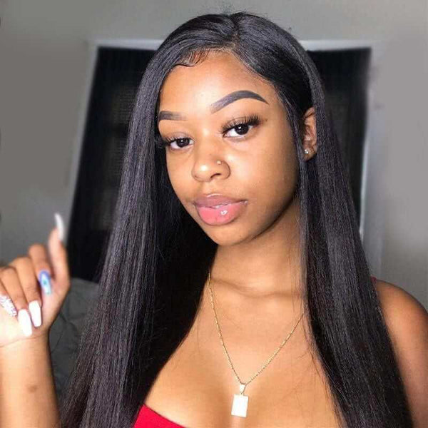 Yaki Straight Glueless U Part Wig Indian Virgin Human Hair US Stock Special Sale