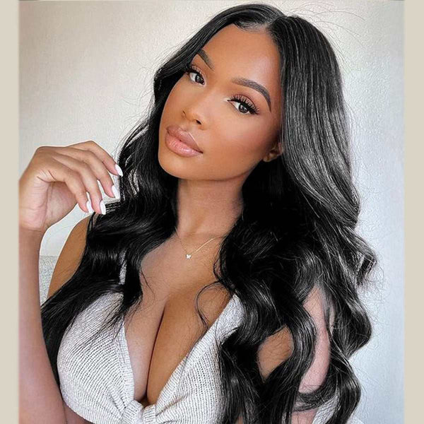 Body Wave Glueless U Part Wig Indian Virgin Human Hair US Stock Special Sale