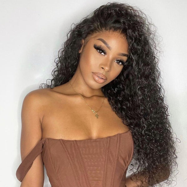 3D 13X6 Full Frontal HD Lace Clean Hairline Jerry Curly Human Hair Skin Melt Lace Wig 