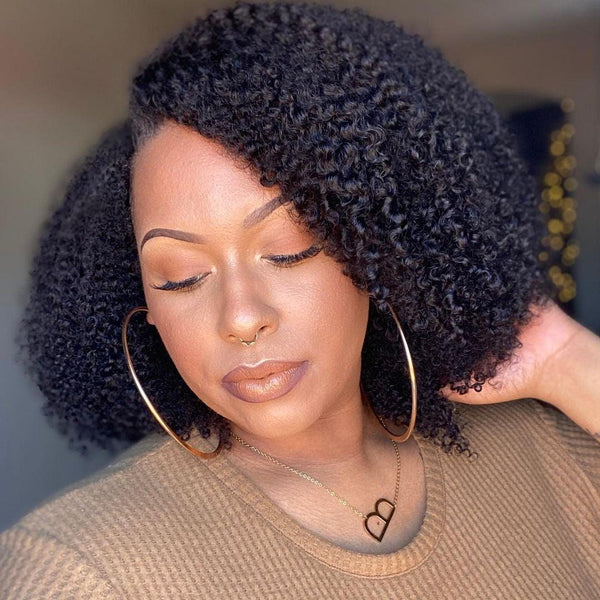 No Leave Out No Lace No Gel Kinky Curly(3C-4A) V Part Wigs