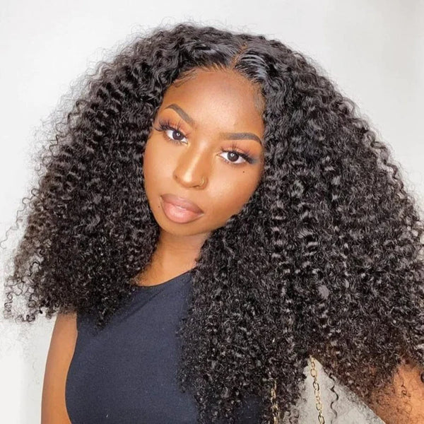Wear & Go Loose Kinky Curly 7x5 HD Pre-cut Lace Pre-bleached Tiny Knots Glueless Lace Closure Wig  [PL04]