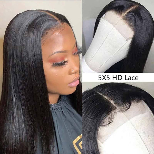 Silky Straight Undetectable HD 5x5 Glueless Lace Closure Wig Skin Melt Wig