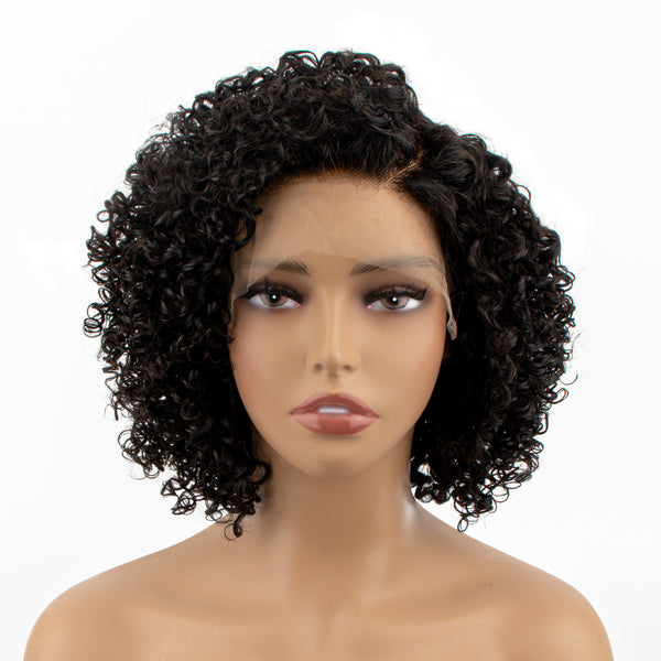 Selina Trendy Side Part Short Curly Pixie Cut Virgin Human Hair Glueless Lace Wig Same Day Free Shipping
