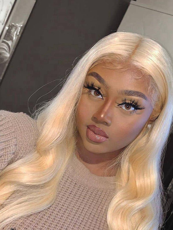 13X4 #613 Blonde Glueless Lace Front Wigs Human Hair [LW07] - myqualityhair