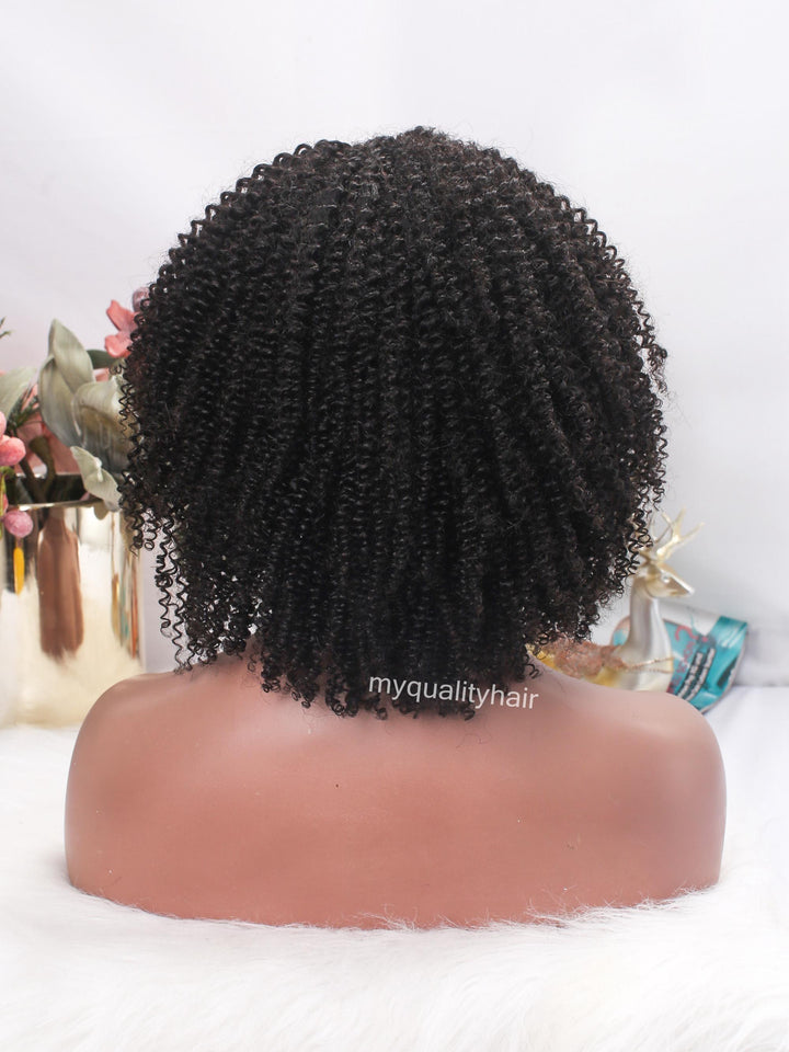 Afro Kinky Curly With Bangs Virgin Human Hair Headband Wigs [HW21] - myqualityhair