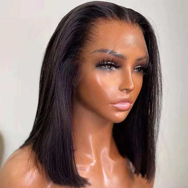 Arya Upgraded!Clear Lace Clean Hairline Light Yaki Blunt Cut Bob 13X6 Undetectable Skin Melt HD Lace Front Wig Same Day Free Shipping - myqualityhair