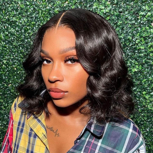 Bridget Loose Body Wave Color #1B Bob Cut 13X6 Medium Brown Lace Front Wig Pre-Plucked Special Sale