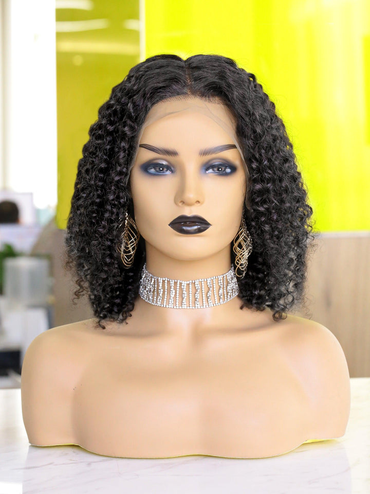 Bounce Curly Bob 13X4 Glueless Lace Front Human Hair Wigs Indian Virgin Hair [B65] - myqualityhair
