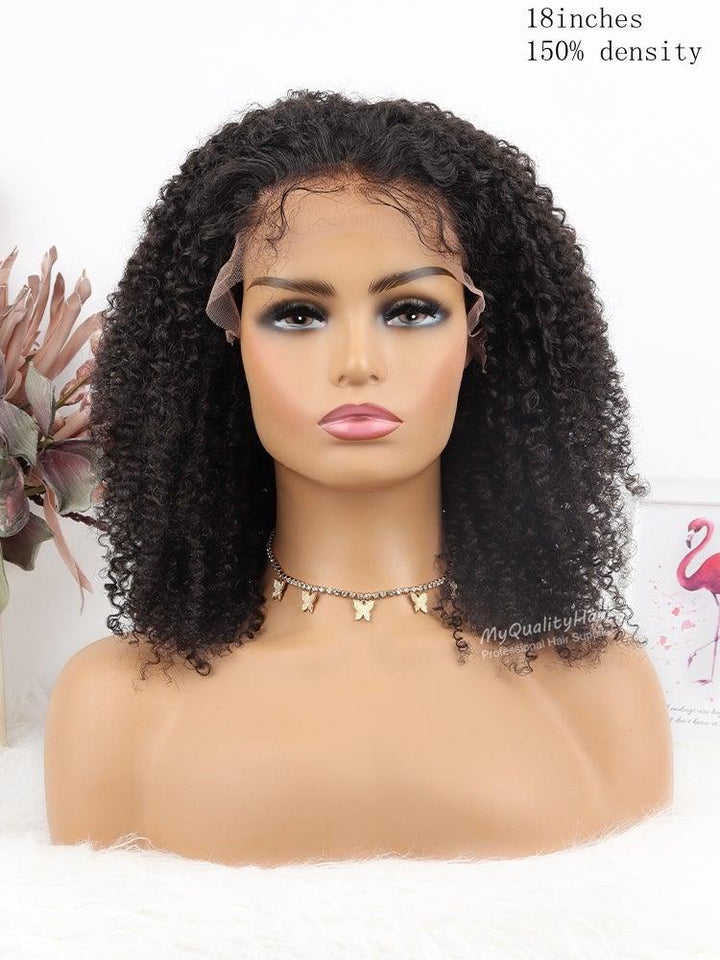 Coily Curly 13X6 Glueless Lace Front Wigs Indian Virgin Hair Pre-plucked Hairline[LW32] - myqualityhair