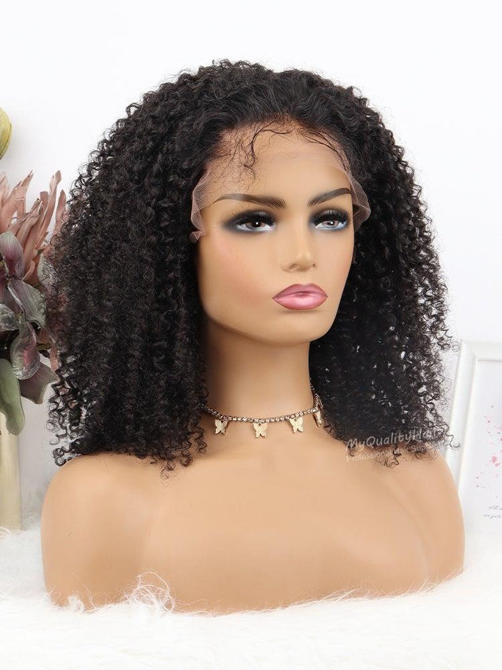 Coily Curly 13X6 Glueless Lace Front Wigs Indian Virgin Hair Pre-plucked Hairline[LW32] - myqualityhair