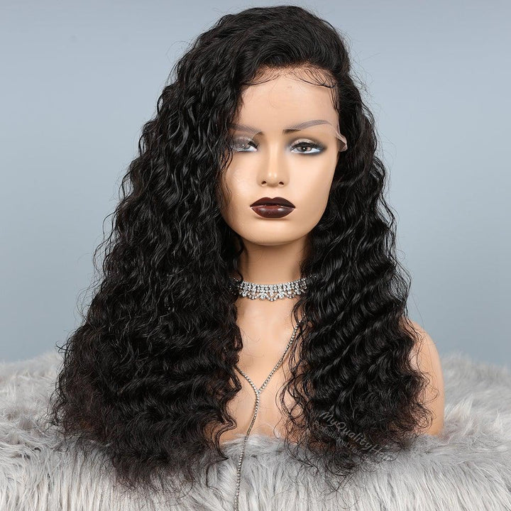 Deep Wave Pre-Plucked Indian Virgin Hair Glueless 360 Lace Frontal Wig [ILW04] - myqualityhair