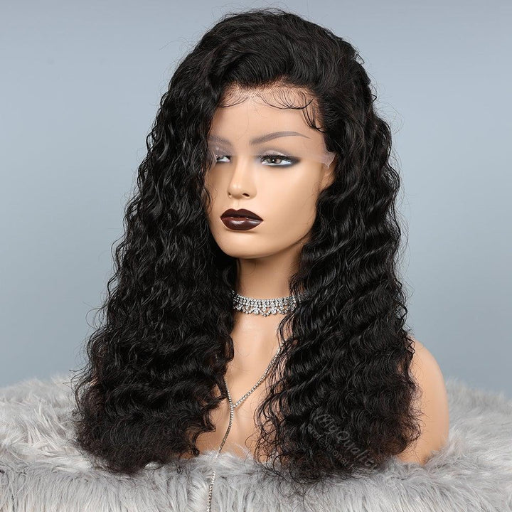 Deep Wave Pre-Plucked Indian Virgin Hair Glueless 360 Lace Frontal Wig [ILW04] - myqualityhair