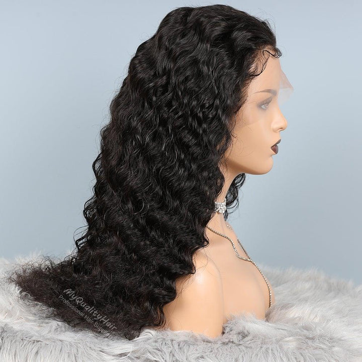 Deep Wave Pre-Plucked Indian Virgin Hair Glueless 360 Lace Frontal Wig [ILW04] - myqualityhair