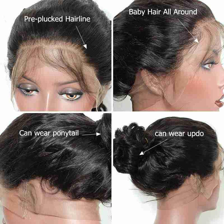Deep Wave Pre-Plucked Indian Virgin Hair Glueless 360 Lace Frontal Wig [ILW04] - myqualityhair
