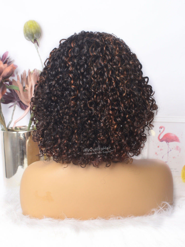 Dip #30 Curly Bob Wigs Beginner Friendly Headband Wigs Virgin Human Hair [HW35] - myqualityhair