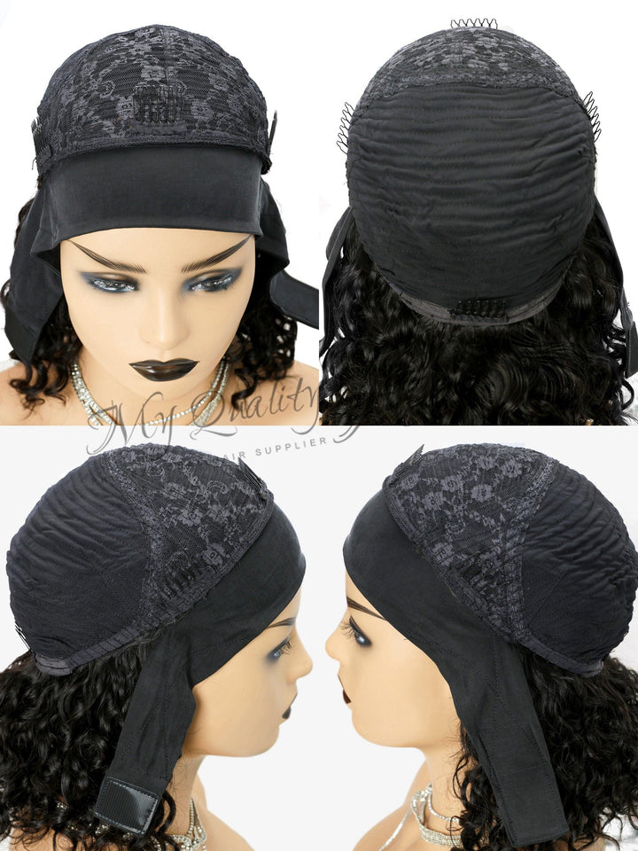 Dip #30 Curly Bob Wigs Beginner Friendly Headband Wigs Virgin Human Hair [HW35] - myqualityhair