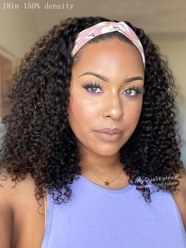 Dip #30 Gorgeous Long Curly Headband Wigs Human Virgin Hair [HW28] - myqualityhair