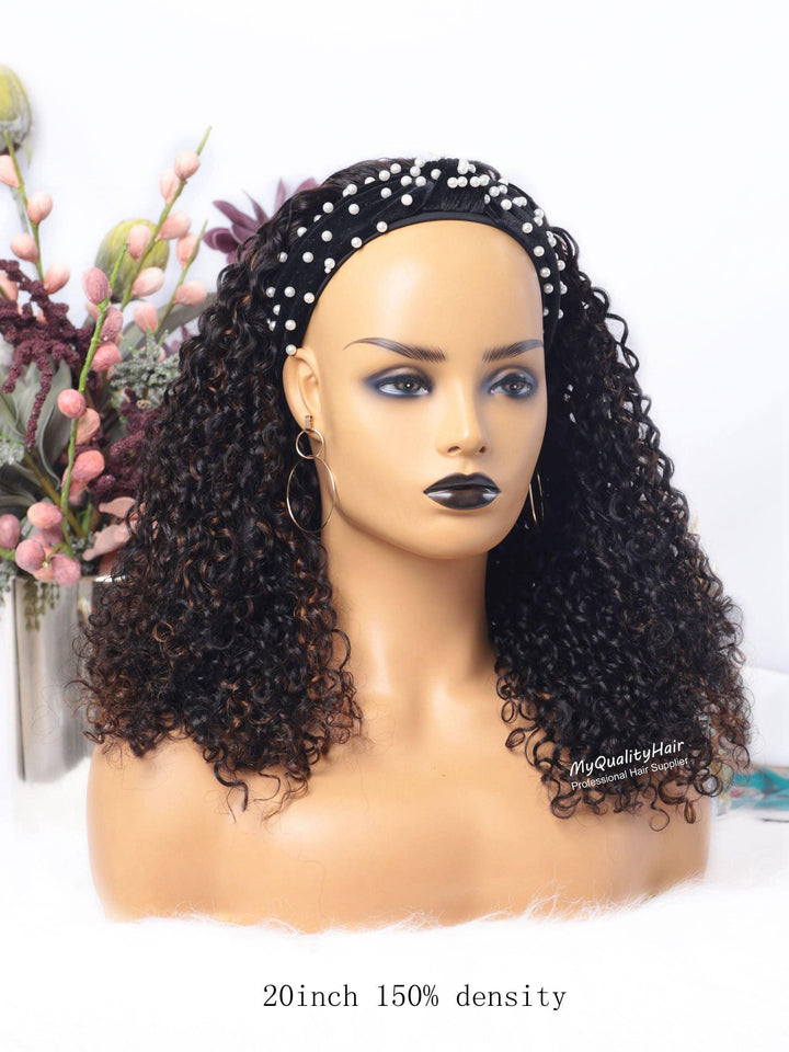 Dip #30 Gorgeous Long Curly Headband Wigs Human Virgin Hair [HW28] - myqualityhair