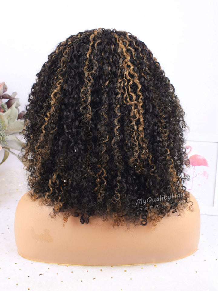 Dip Color #30 Coily Curly Headband Wigs Human Virgin Hair [HW52] - myqualityhair