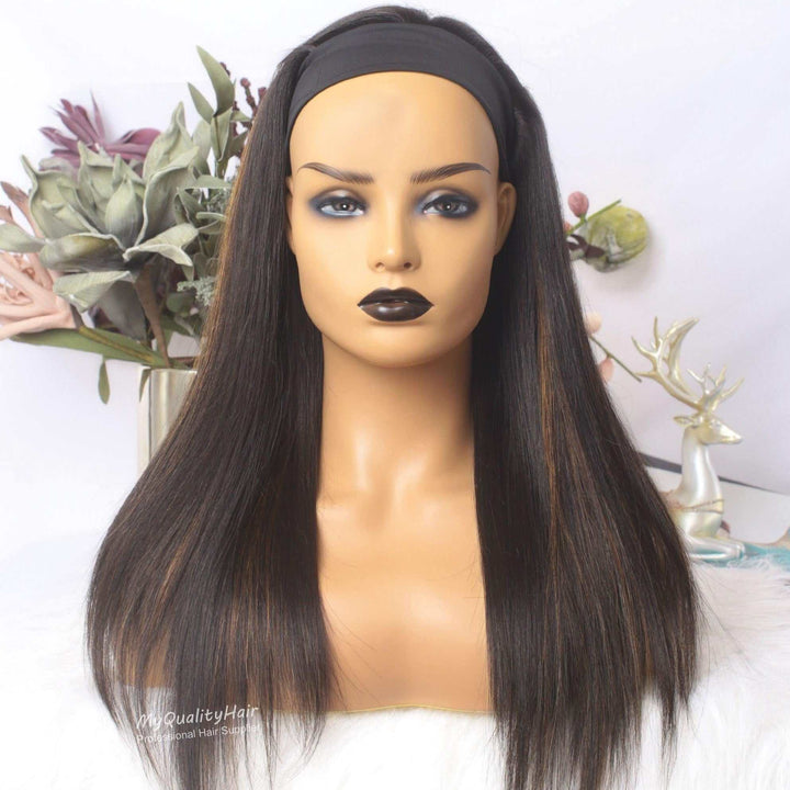 Dip Color #30 Highlight Silky Straight Headband Wig Virgin Human Hair Wigs US Stock Same Day Free Shipping  Special Sale - myqualityhair