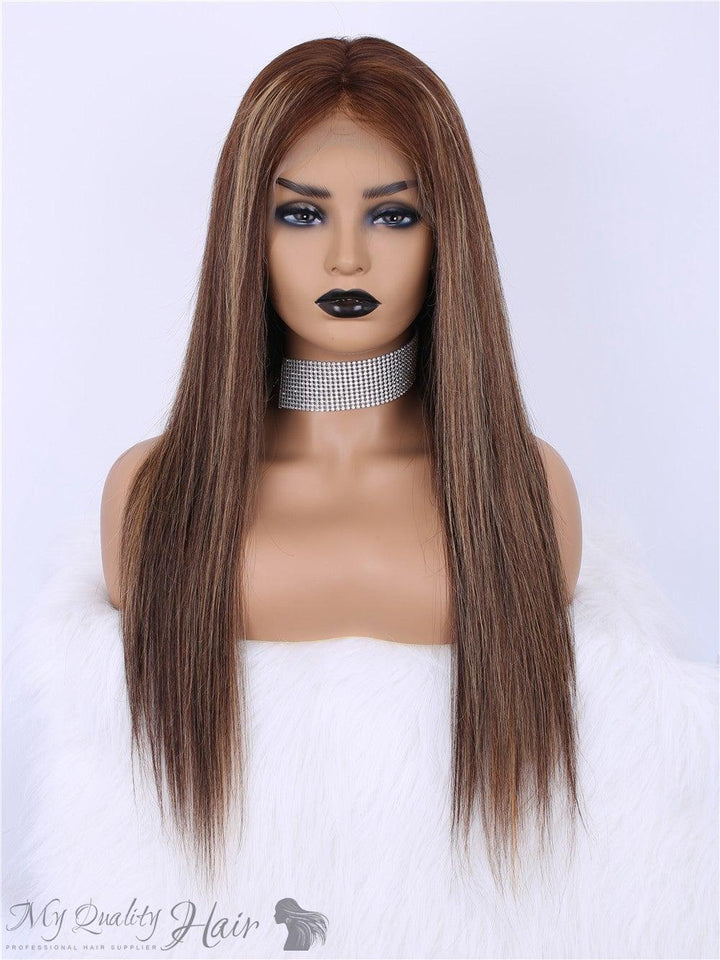 Gorgeous Highlight Color Glueless 13X6 Lace Front Human Hair Wigs Pre-Plucked [LW18] - myqualityhair