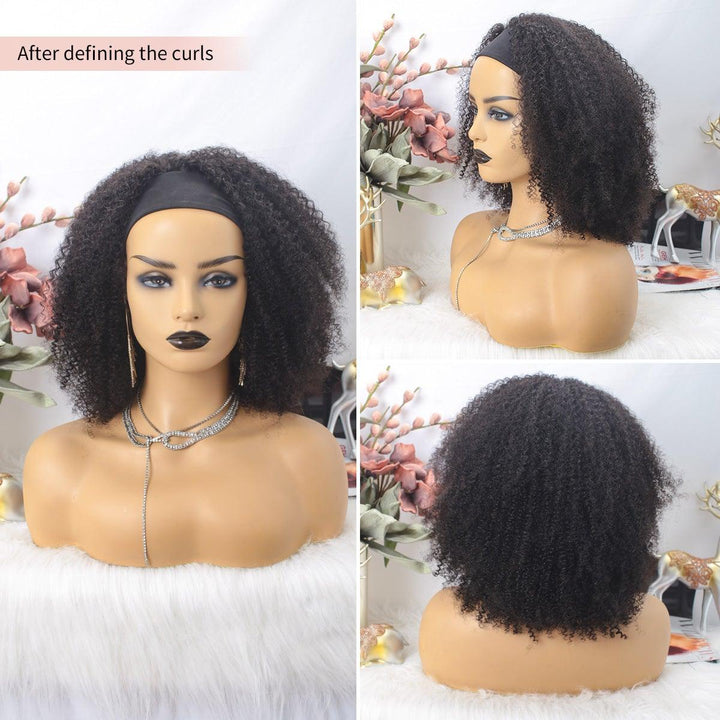 Headband Wig Afro Kinky Curly(4B-4C) Beginner Friendly Virgin Human Hair Wigs [HW03] - myqualityhair