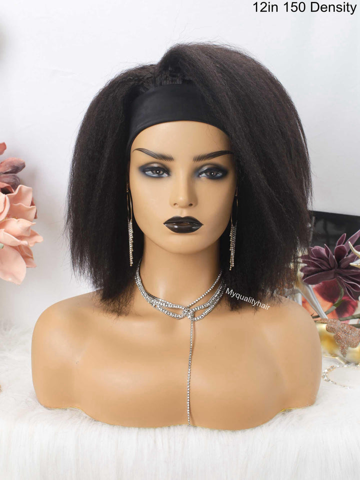 Headband Wig Kinky Straight Bob Wigs Beginner Friendly Virgin Human Hair [HW08] - myqualityhair