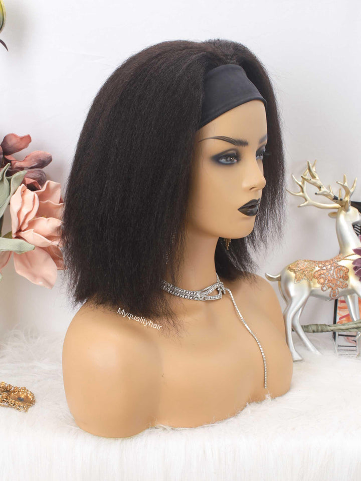 Headband Wig Kinky Straight Bob Wigs Beginner Friendly Virgin Human Hair [HW08] - myqualityhair