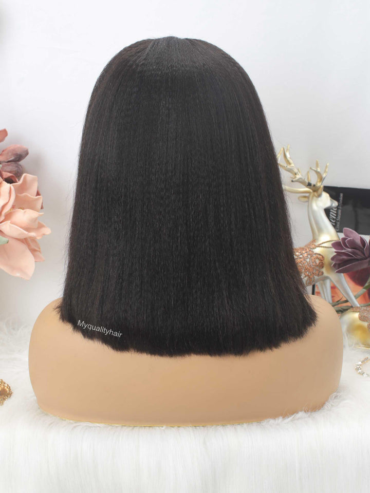 Headband Wig Light Yaki Bob Wigs Beginner Friendly Virgin Human Hair [HW07] - myqualityhair