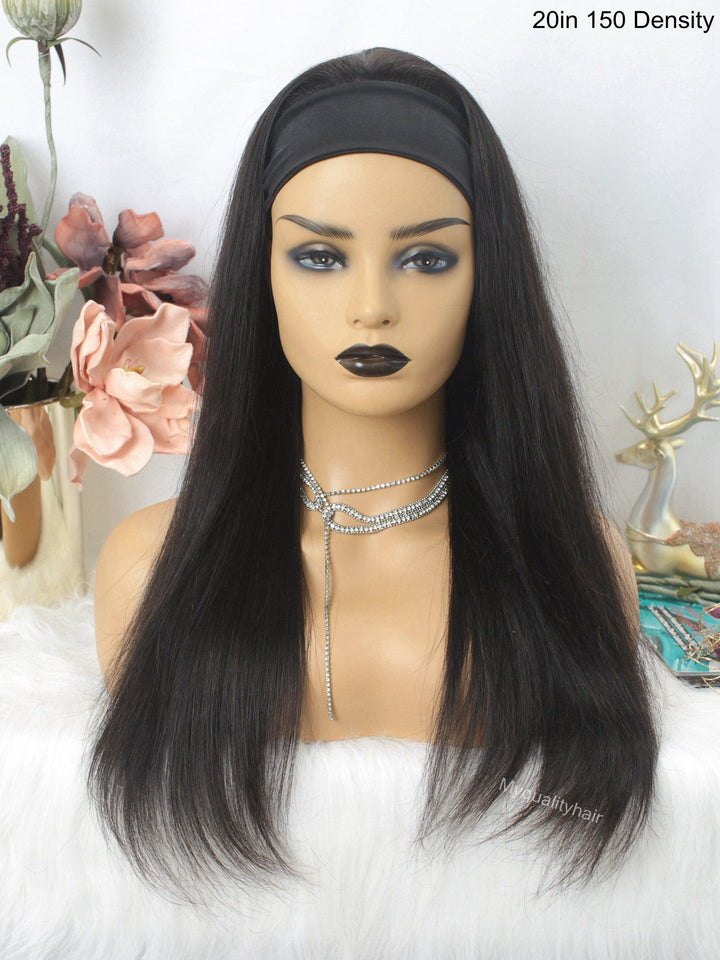 Headband Wig Silky Straight Beginner Friendly Virgin Human Hair Wigs [HW01] - myqualityhair