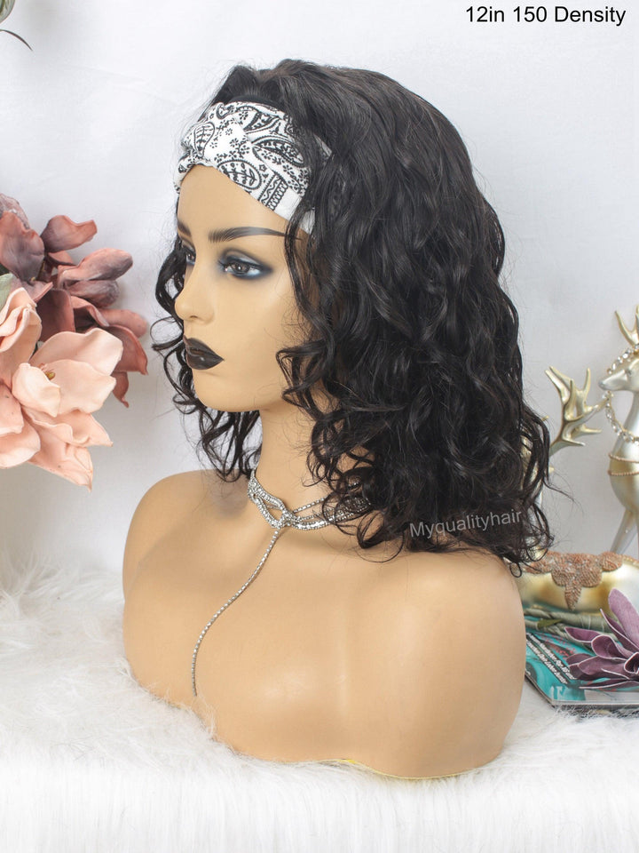 Headband Wig Wavy Bob Beginner Friendly Virgin Human Hair [HW05] - myqualityhair