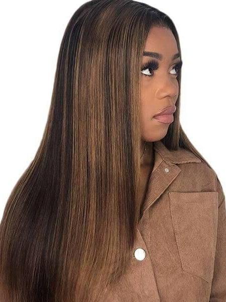 Highlight Straight Glueless 5X5 Lace Closure Wig Indian Virgin Hair Pre-Plucked Hairline [LW31] - myqualityhair