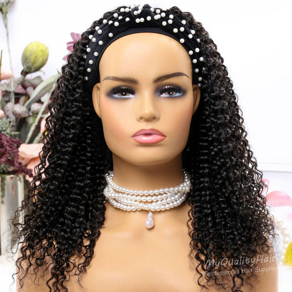 Jerry Curly Beginner Friendly Virgin Human Hair Headband Wigs [HW34] - myqualityhair