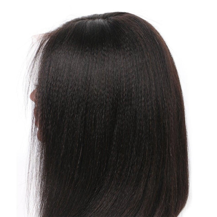 [KIE]-Light Yaki Bob Glueless 13X6 Lace Front Wigs Indian Virgin Hair [B20] - myqualityhair