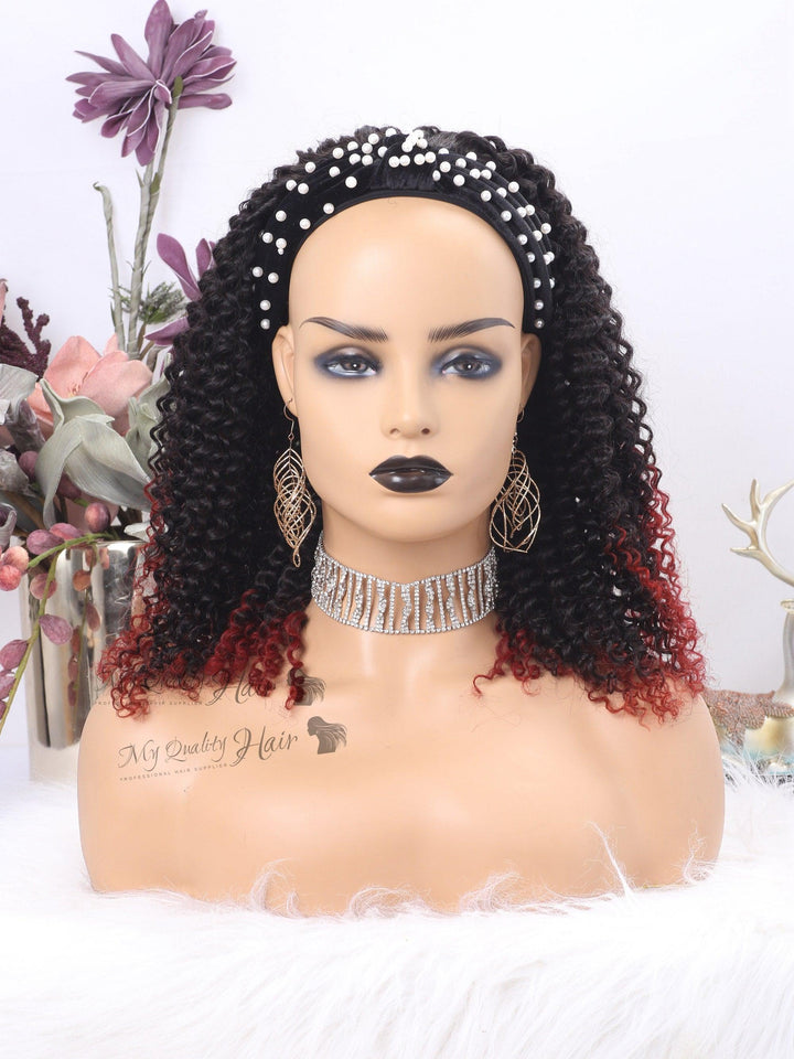 Kie RaShon Collection Kinky Curly Headband Wigs Human Virgin Hair [HW23] - myqualityhair