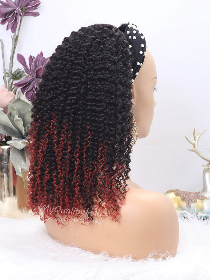 Kie RaShon Collection Kinky Curly Headband Wigs Human Virgin Hair [HW23] - myqualityhair