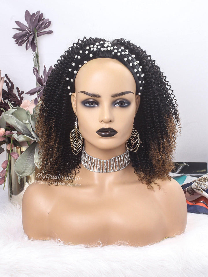 Kie RaShon Collection Kinky Curly Headband Wigs Human Virgin Hair [HW23] - myqualityhair